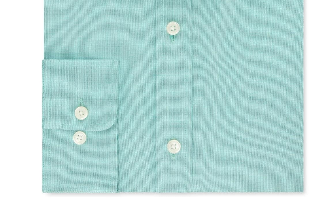 Camisa social masculina Tommy Hilfiger de algodão com gola turquesa e ajuste clássico, tamanho verde 16x34-35