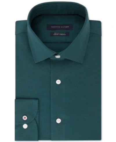 Camisa social masculina Tommy Hilfiger Athletic Fit Flex Collar, verde, tamanho 17,5 x 36-37