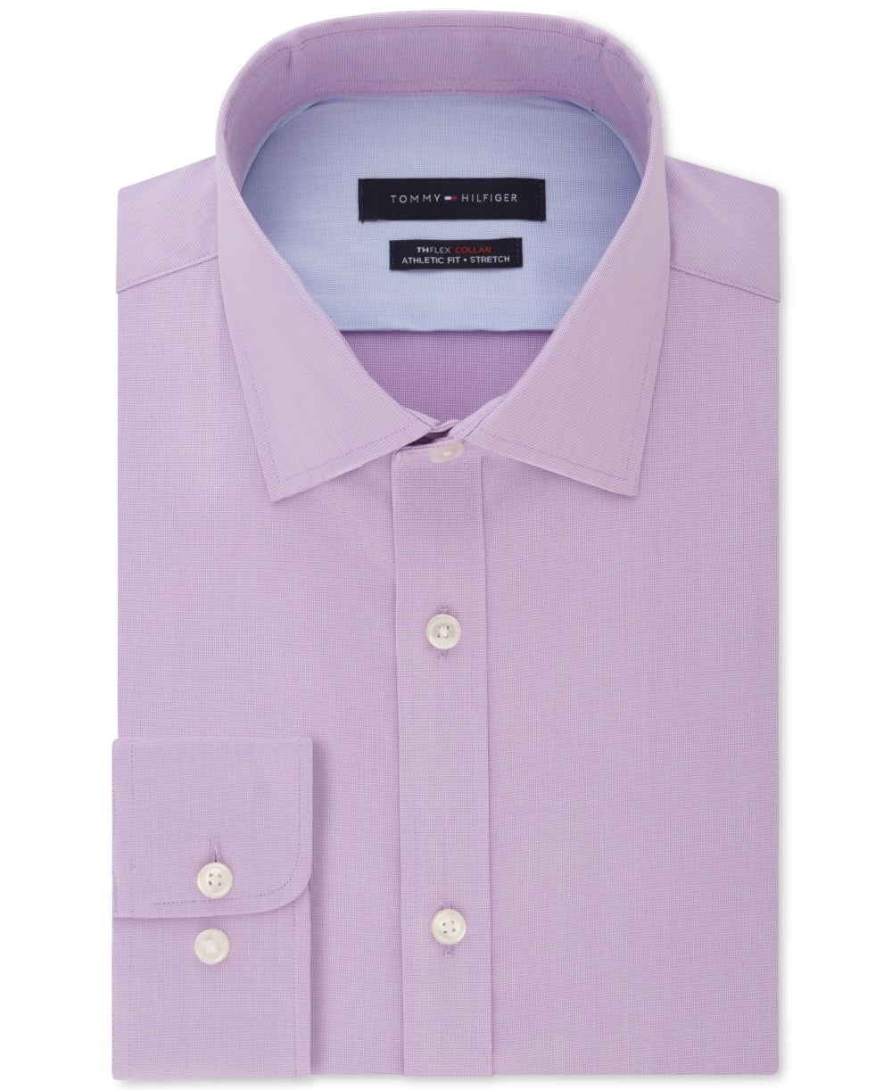 Camisa social Tommy Hilfiger masculina Thflex Performance Stretch Solid, roxa, tamanho 15,5 x 34-35
