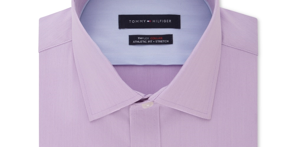 Camisa social Tommy Hilfiger masculina Thflex Performance Stretch Solid, roxa, tamanho 15,5 x 34-35