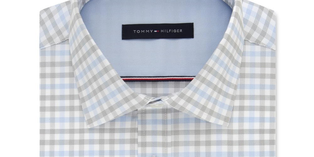 Camisa social xadrez slim fit masculina Tommy Hilfiger cinza tamanho 17,5 x 32-33