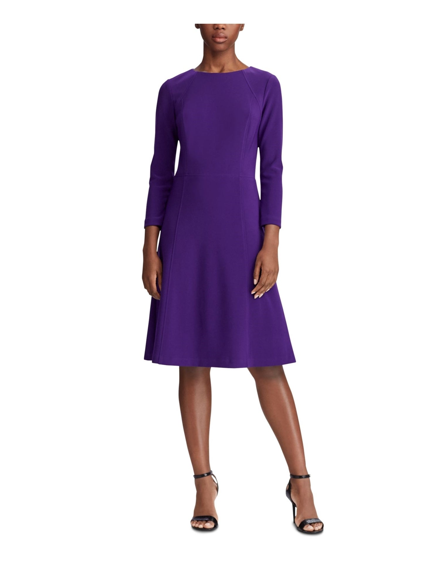 Vestido de festa Ralph Lauren feminino, decote redondo, acima do joelho, tamanho 4, roxo