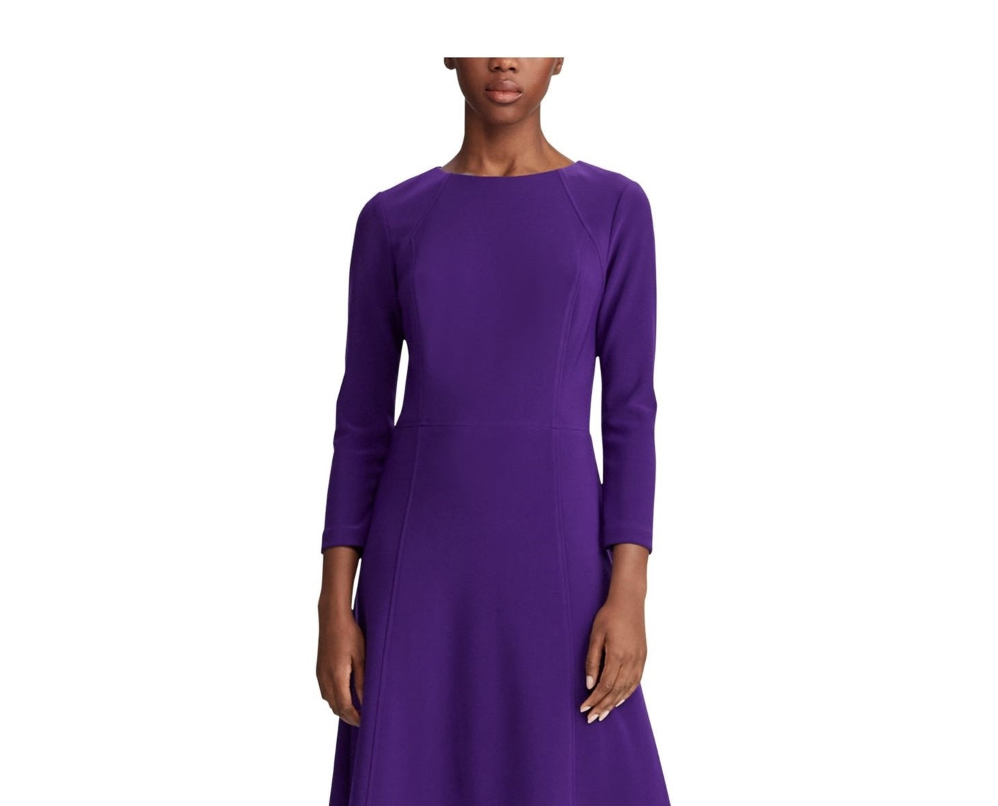 Vestido de festa Ralph Lauren feminino, decote redondo, acima do joelho, tamanho 4, roxo