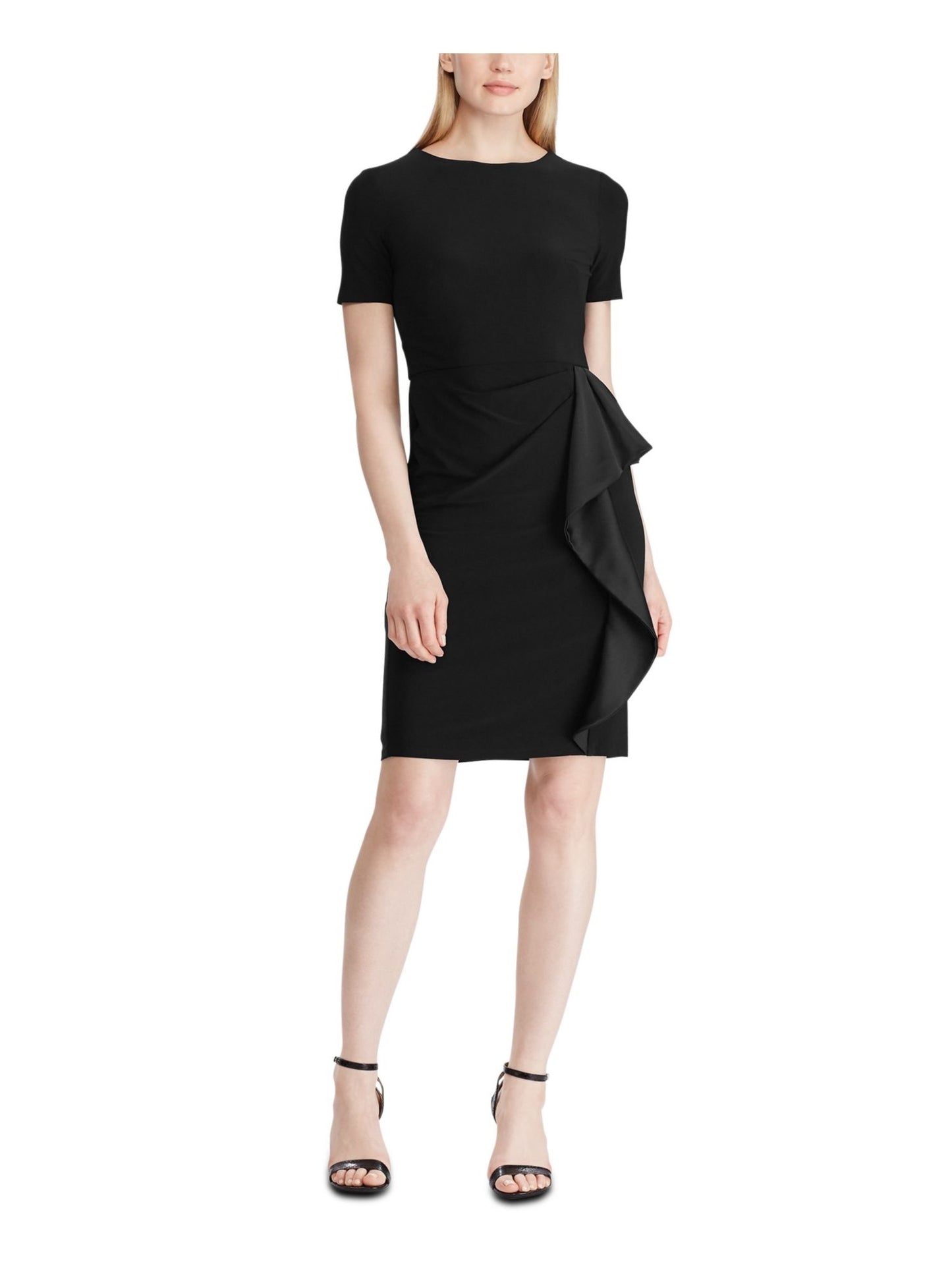 Vestido Ralph Lauren Feminino Manga Curta Gola Joia Acima do Joelho Preto Tamanho 16