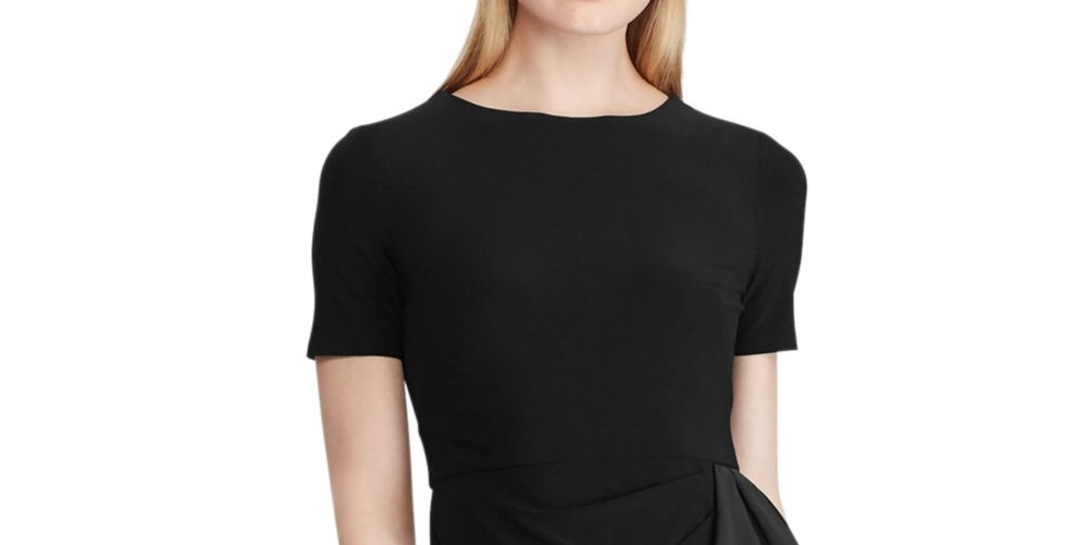Vestido Ralph Lauren Feminino Manga Curta Gola Joia Acima do Joelho Preto Tamanho 16