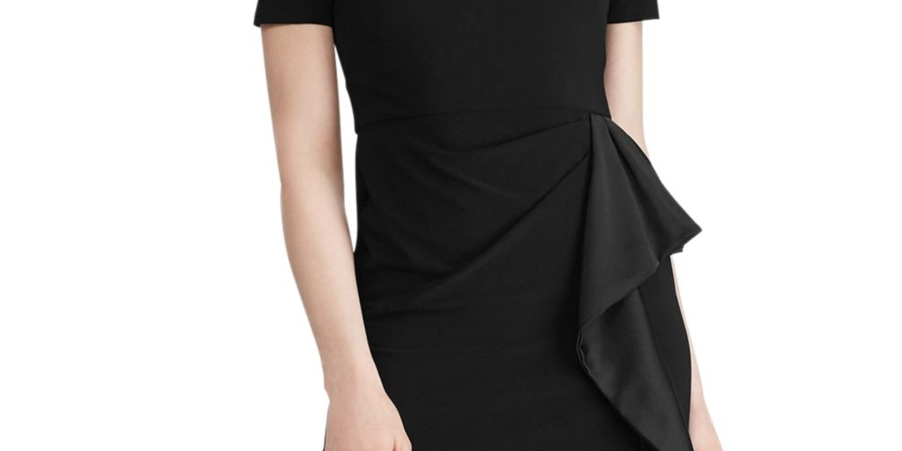 Vestido Ralph Lauren Feminino Manga Curta Gola Joia Acima do Joelho Preto Tamanho 16