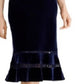 Vestido Ralph Lauren Feminino de Veludo com Renda e Canelado, Azul Marinho, Tamanho 16