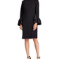 Vestido Ralph Lauren Feminino Preto com Cinto, Manga Sino, Decote Joia, Acima do Joelho, Tamanho 6