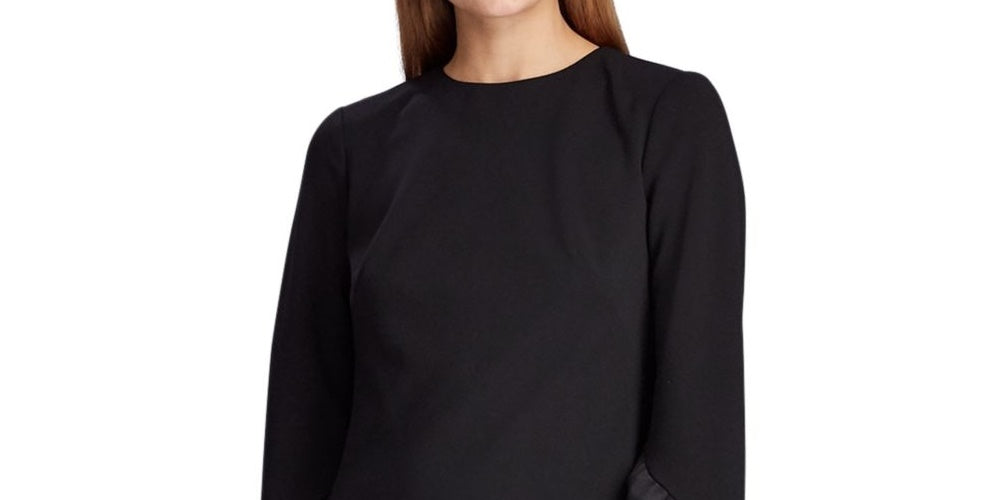 Vestido Ralph Lauren Feminino Preto com Cinto, Manga Sino, Decote Joia, Acima do Joelho, Tamanho 6