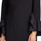 Vestido Ralph Lauren Feminino Preto com Cinto, Manga Sino, Decote Joia, Acima do Joelho, Tamanho 6