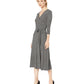 Vestido de festa feminino Ralph Lauren com decote em V, manga 3/4, estilo espinha de peixe, preto, tamanho 6