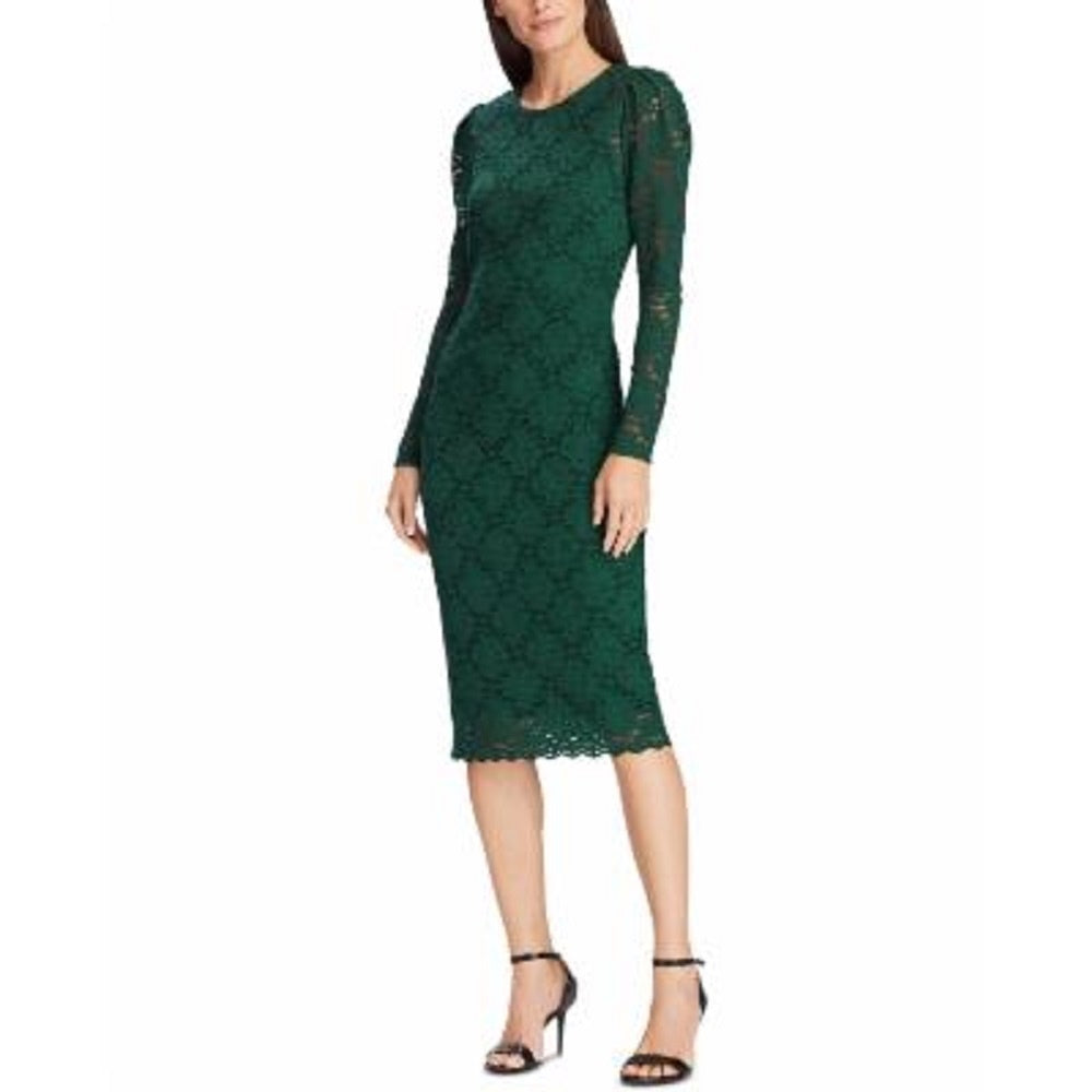 Vestido de renda recortado Ralph Lauren feminino, verde, tamanho 12