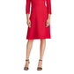 Vestido de festa feminino Ralph Lauren com zíper, manga 3/4, decote em V acima do joelho, ajuste evasê, vermelho, tamanho 8