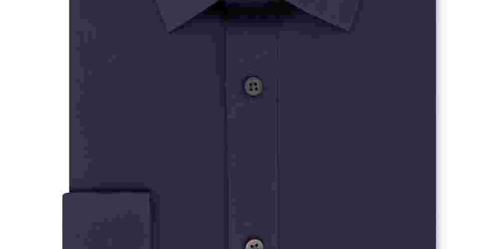 Camisa masculina DKNY Stretch Slim Fit com botões, azul marinho, tamanho 15x32-33