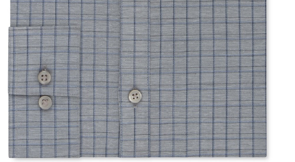Camisa social masculina DKNY Slim-Fit Performance Active Stretch Check Azul Tamanho 18X34-35