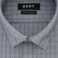 Camisa social masculina DKNY Windowpane xadrez com gola slim fit e absorção de umidade, cinza, tamanho 15x34-35