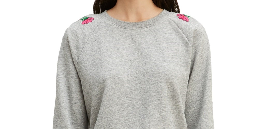 Moletom feminino Levi's com bordado floral, tamanhos variados, tamanho extragrande
