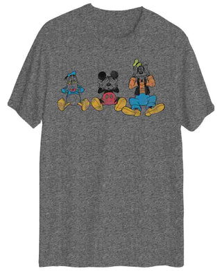 Camiseta gráfica de manga curta do grupo masculino híbrido Mickey cinza tamanho grande