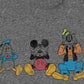 Camiseta gráfica de manga curta do grupo masculino híbrido Mickey cinza tamanho grande