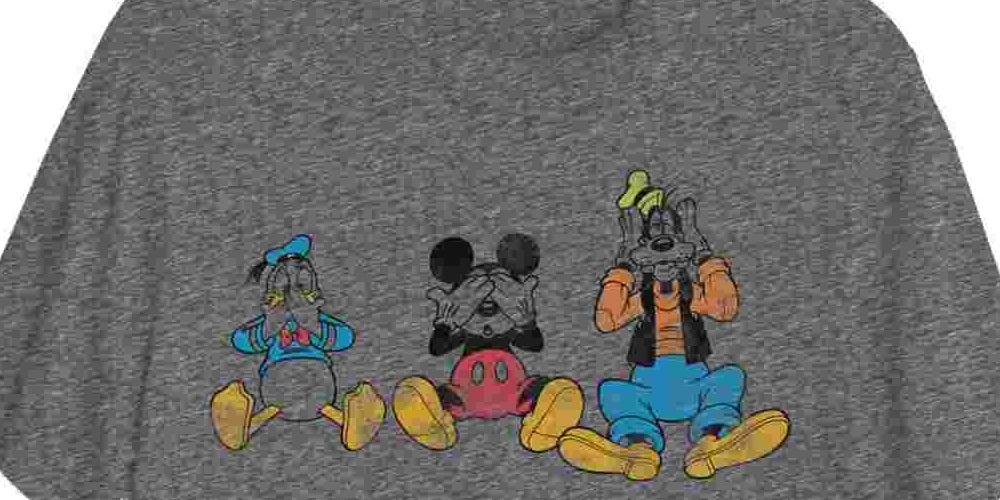 Camiseta gráfica de manga curta do grupo masculino híbrido Mickey cinza tamanho grande