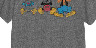 Camiseta gráfica de manga curta do grupo masculino híbrido Mickey cinza tamanho grande