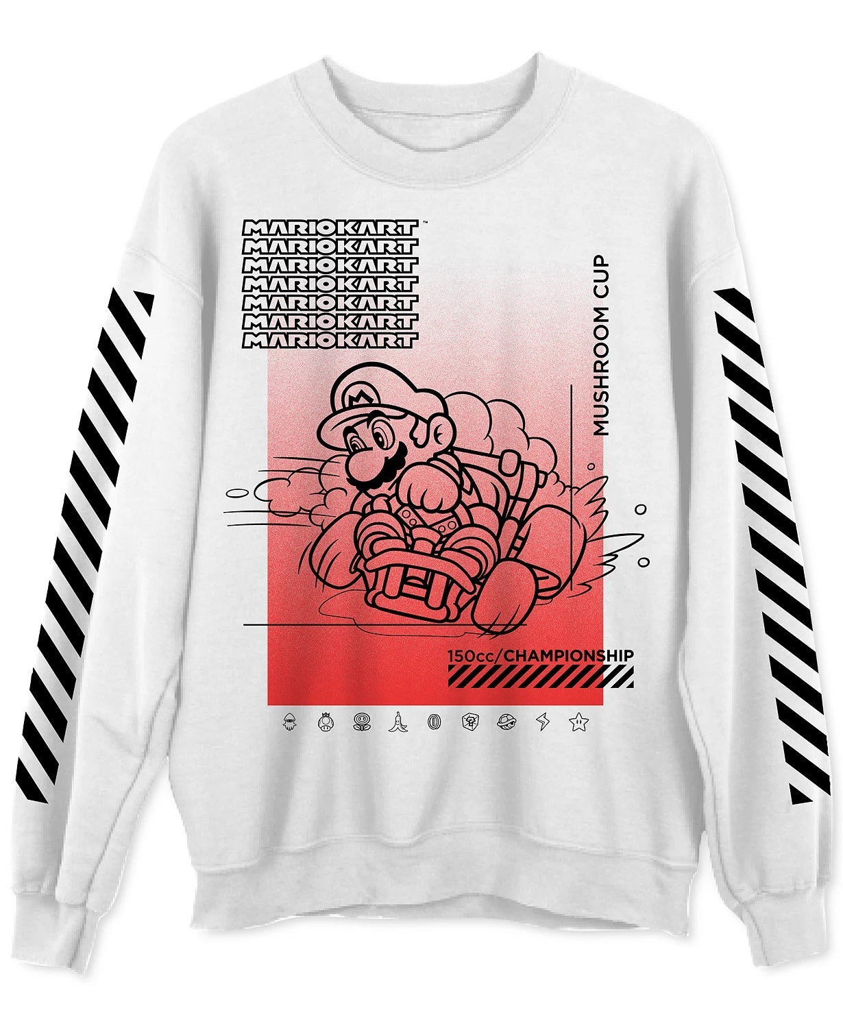 Moletom com estampa de cogumelo Mario Champ masculino híbrido, branco, tamanho XX-G