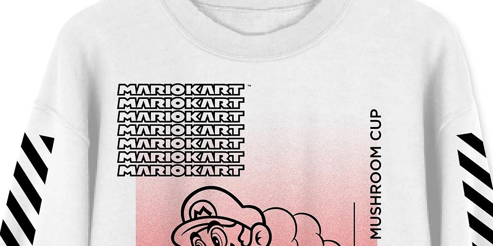 Moletom com estampa de cogumelo Mario Champ masculino híbrido, branco, tamanho XX-G