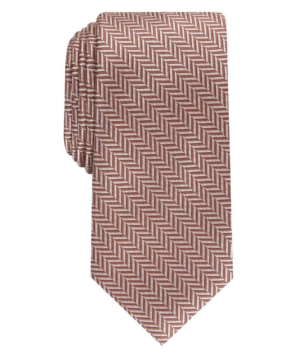 Gravata Perry Ellis Savin Herringbone Masculina Branca Tamanho Regular