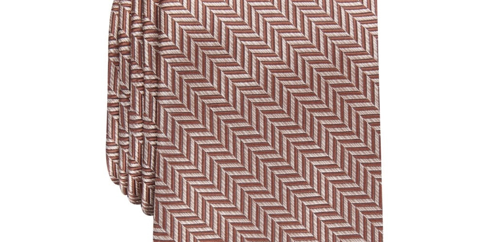 Gravata Perry Ellis Savin Herringbone Masculina Branca Tamanho Regular