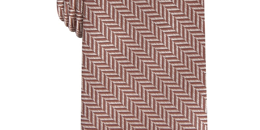 Gravata Perry Ellis Savin Herringbone Masculina Branca Tamanho Regular