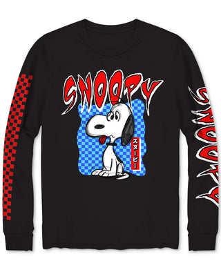 Camiseta masculina híbrida com estampa Snoopy Big Chillin, preta, tamanho grande