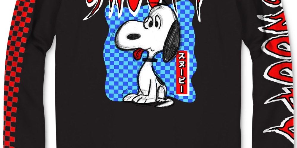 Camiseta masculina híbrida com estampa Snoopy Big Chillin, preta, tamanho grande