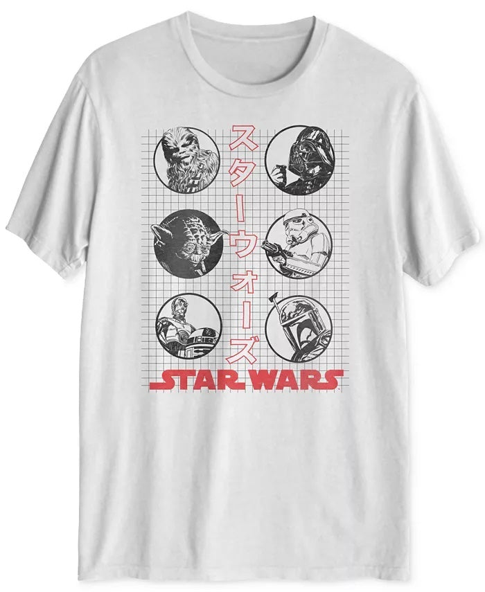 Camiseta masculina híbrida Star Wars Kanji com estampa gráfica masculina, branca, tamanho grande