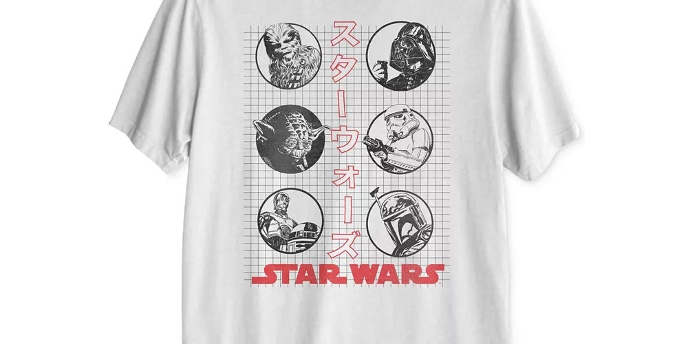Camiseta masculina híbrida Star Wars Kanji com estampa gráfica masculina, branca, tamanho grande