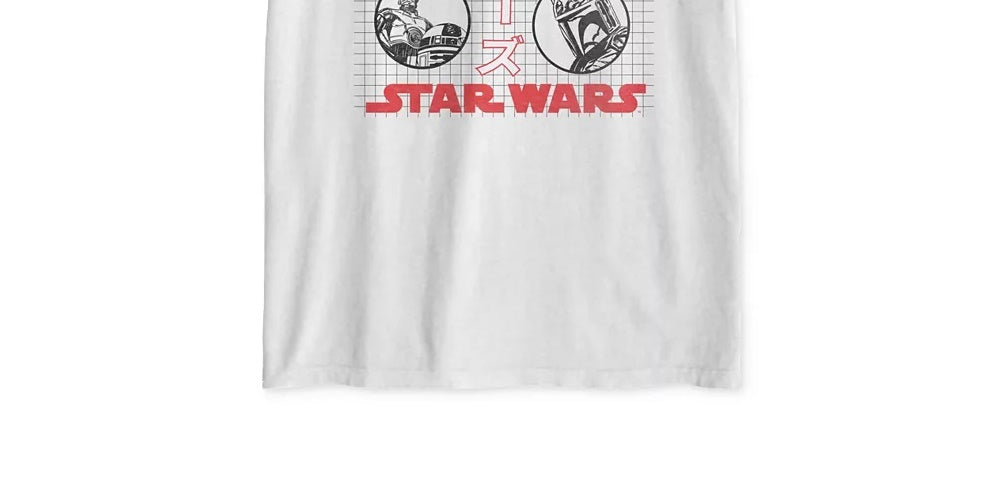 Camiseta masculina híbrida Star Wars Kanji com estampa gráfica masculina, branca, tamanho grande