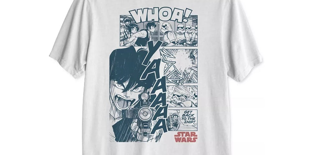 Camiseta gráfica masculina manga híbrida Han Solo, branca, tamanho médio