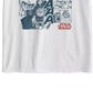 Camiseta gráfica masculina manga híbrida Han Solo, branca, tamanho médio