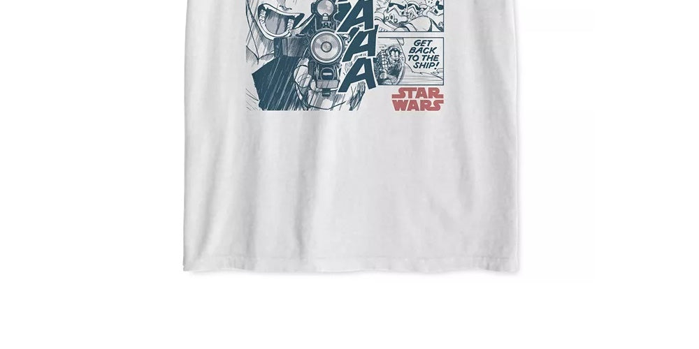 Camiseta gráfica masculina manga híbrida Han Solo, branca, tamanho médio