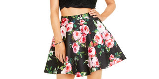 Top de renda e saia com estampa floral, tamanho 13, City Studios Juniors, 2 peças