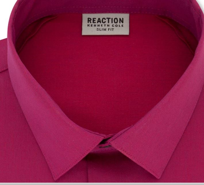 Camisa social masculina Kenneth Cole Reaction Slim Fit All Day Flex Solid, rosa, tamanho 16,5 x 34 x 35