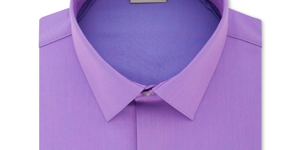 Camisa social masculina Kenneth Cole Reaction com gola slim fit elástica, roxa, tamanho 17x32-33