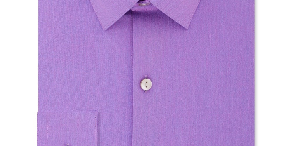 Camisa social masculina Kenneth Cole Reaction com gola slim fit elástica, roxa, tamanho 17x32-33