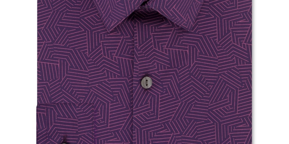 Camisa masculina Kenneth Cole Reaction com estampa slim fit e botões, roxa, tamanho 16x32x33