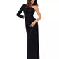 Vestido de cetim feminino Xscape de um ombro só, preto, tamanho 12