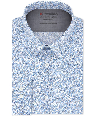 Camisa Calvin Klein Masculina Extreme Slim Fit Estampada Azul Tamanho 14,5X32-33