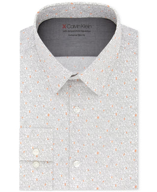 Camisa social masculina Calvin Klein extra slim fit com estampa elástica laranja tamanho 16,5 x 32 x 33