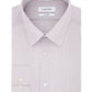 Camisa social listrada elástica de desempenho Calvin Klein masculina, slim fit, sem necessidade de passar, vermelha, tamanho 34-35