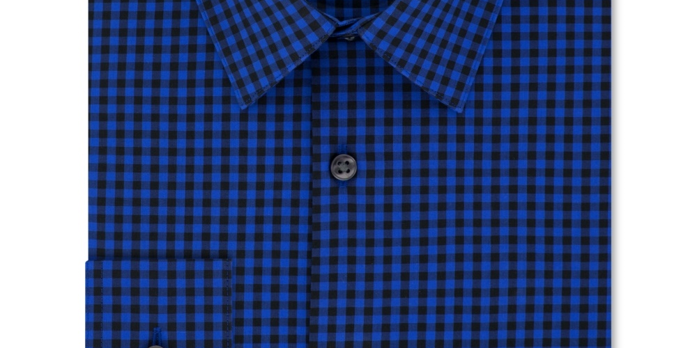 Camisa social masculina Calvin Klein Extra Slim Fit Performance Stretch com regulagem de temperatura e xadrez, tamanho 34x35, azul