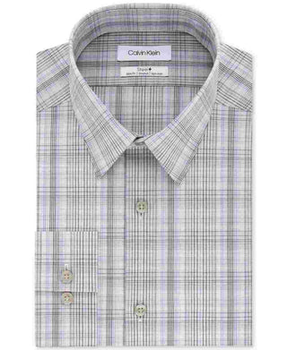 Camisa social masculina Calvin Klein xadrez com gola - bege, tamanho 15,5 x 34-35