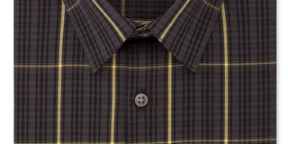 Camisa social Calvin Klein masculina com estampa xadrez e gola slim fit, cinza, tamanho 14x32-33